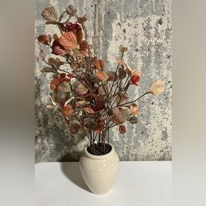 NWT Hearth & Hand Faux Autumn Leaves in Cream Vase
